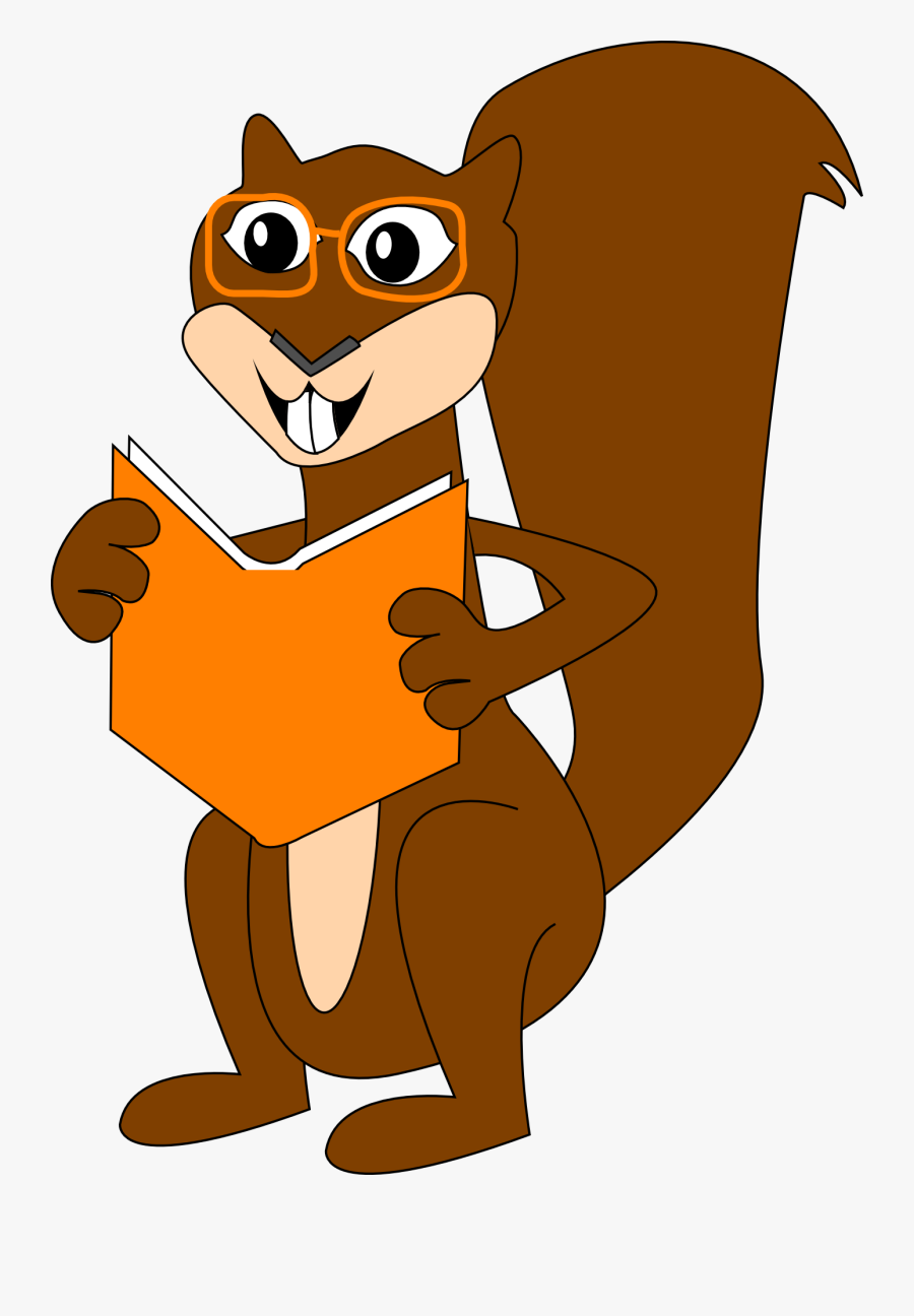 Reading Squirrel, Comic, Glasses, Book, Animal Silly