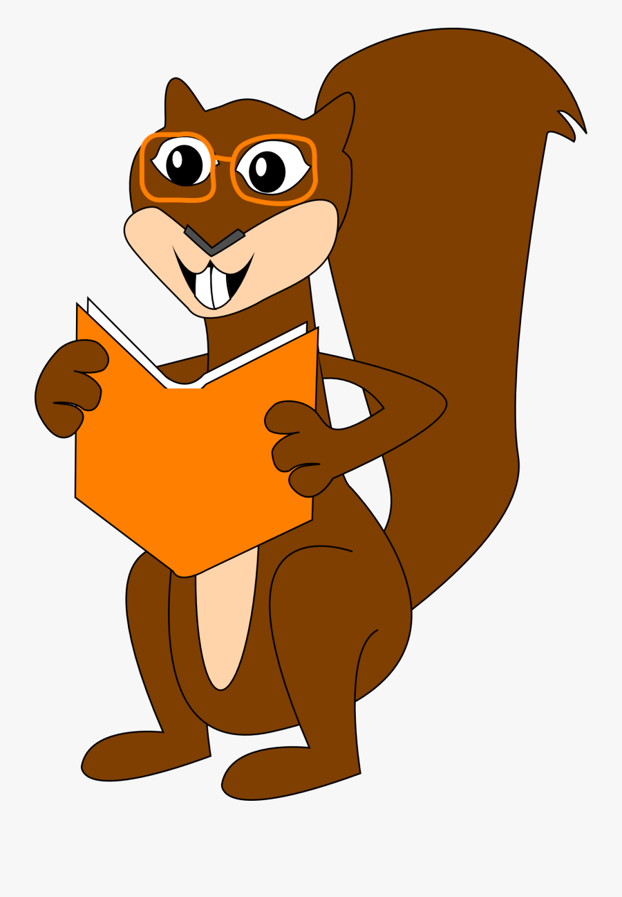 Reading Squirrel, Comic, Glasses, Book, Animal - Silly Animal Clip Art, Transparent Clipart