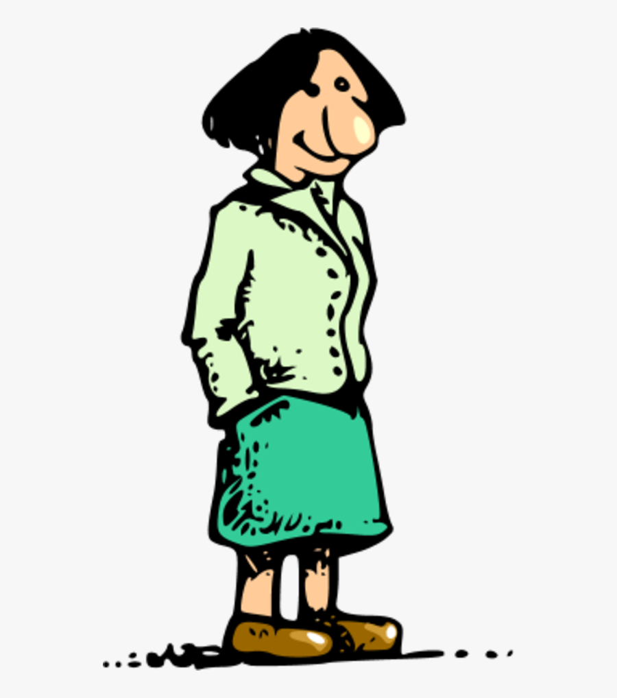 Woman Standing With Big Nose - Female Cartoon Character With Big Noses, Transparent Clipart