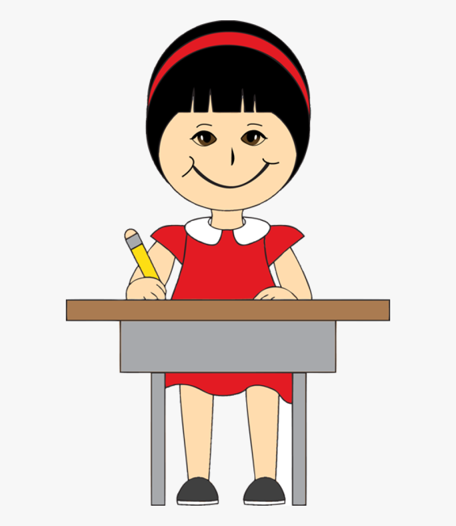 Transparent Sitting Clipart - Cartoon Sitting At Desk, Transparent Clipart