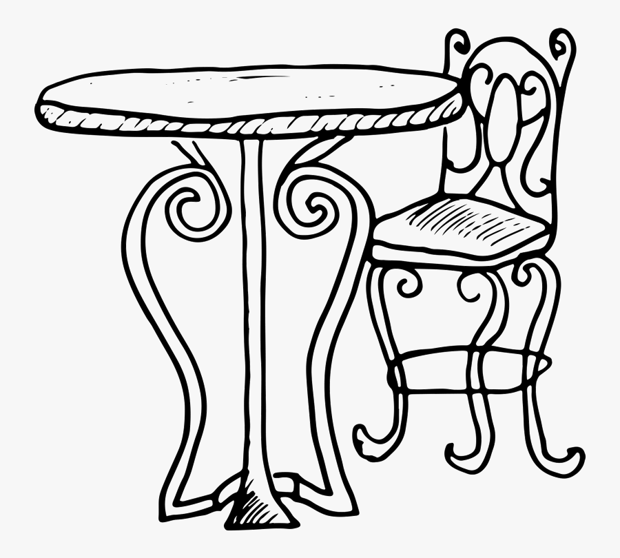 Bistro And Chair Stamp - Cafe Table In Paris Drawing, Transparent Clipart