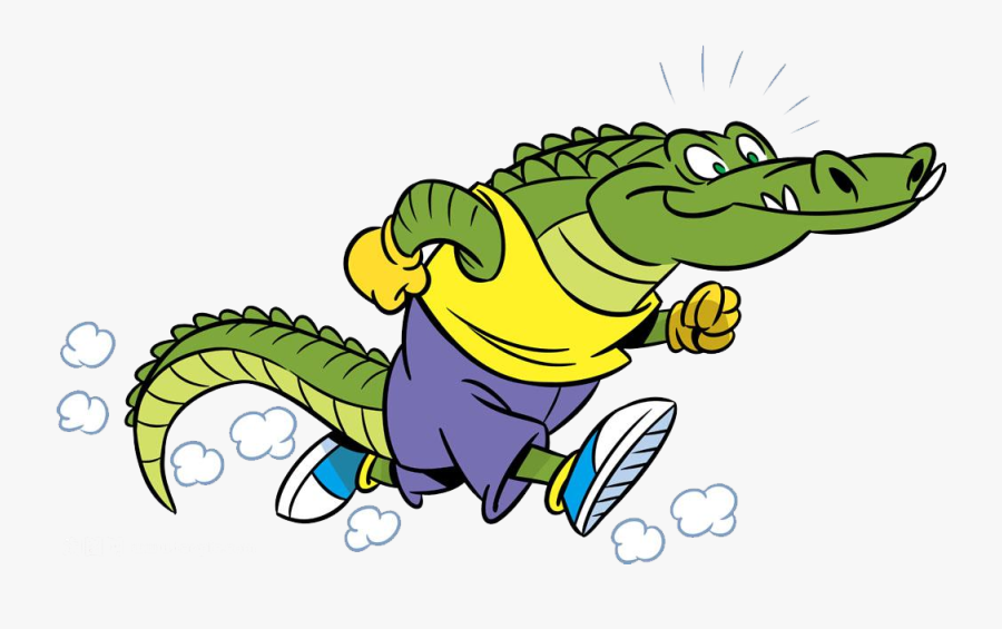 Transparent Cute Alligator Clipart - Running Crocodile Cartoon, Transparent Clipart
