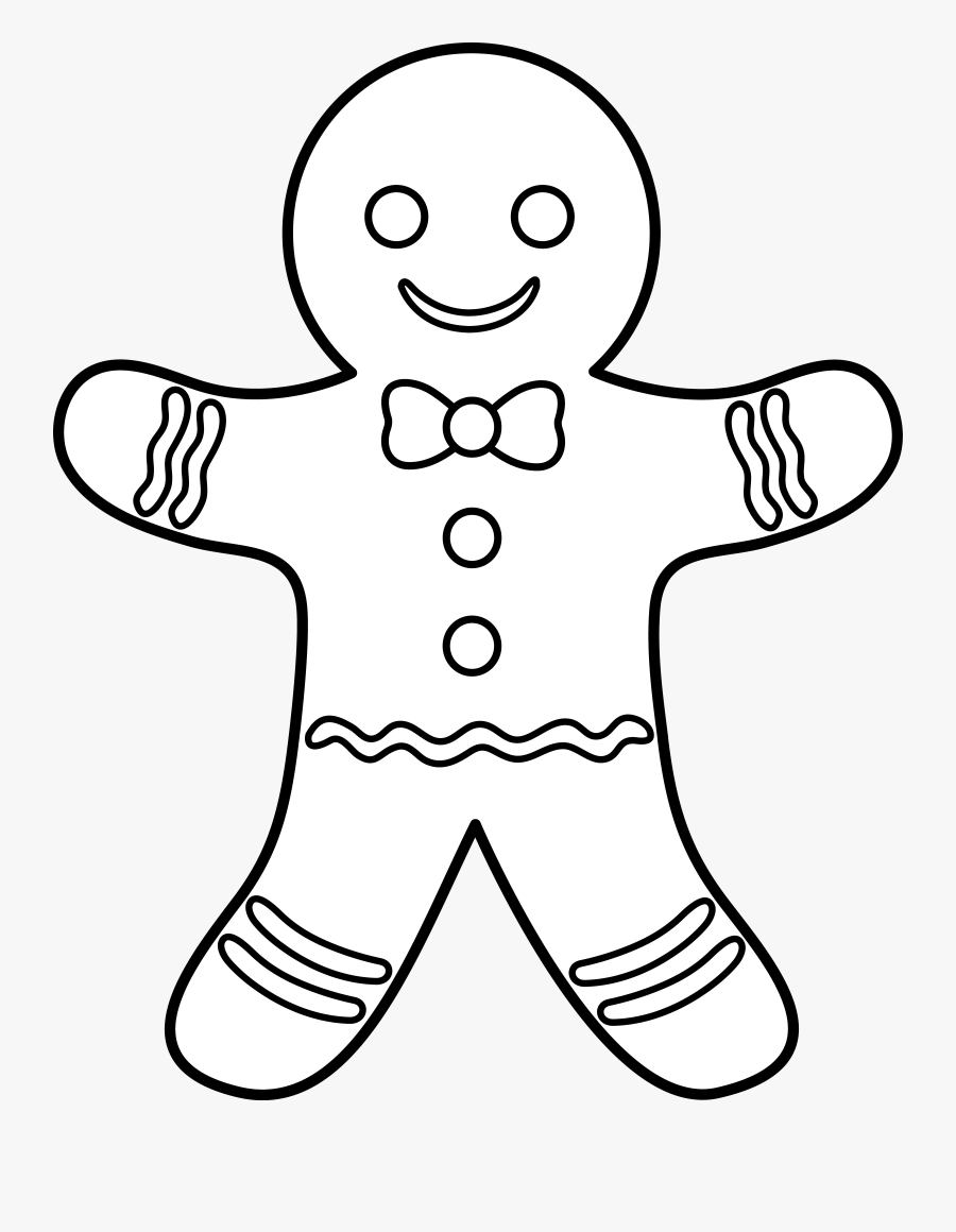 Png Man Template Black And White - Gingerbread Man Colouring Pages, Transparent Clipart