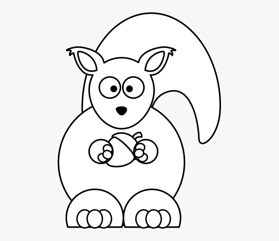 Squirrel Black White Line Art Christmas Xmas Stuffed - Transparent Transparent Background Squirrel Cartoon, Transparent Clipart