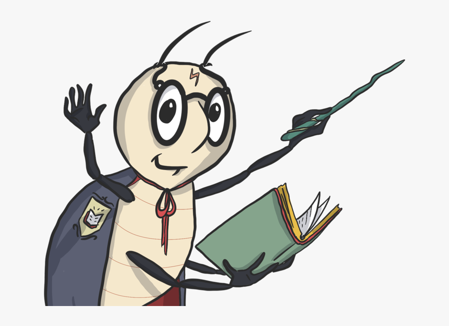 Harry Potter Bug Reading Cute Funny Design Art Digital - Cartoon, Transparent Clipart