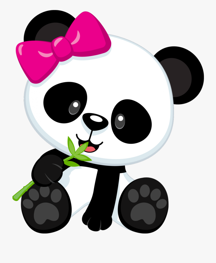 Transparent Sunbathing Clipart - Panda With Bow, Transparent Clipart