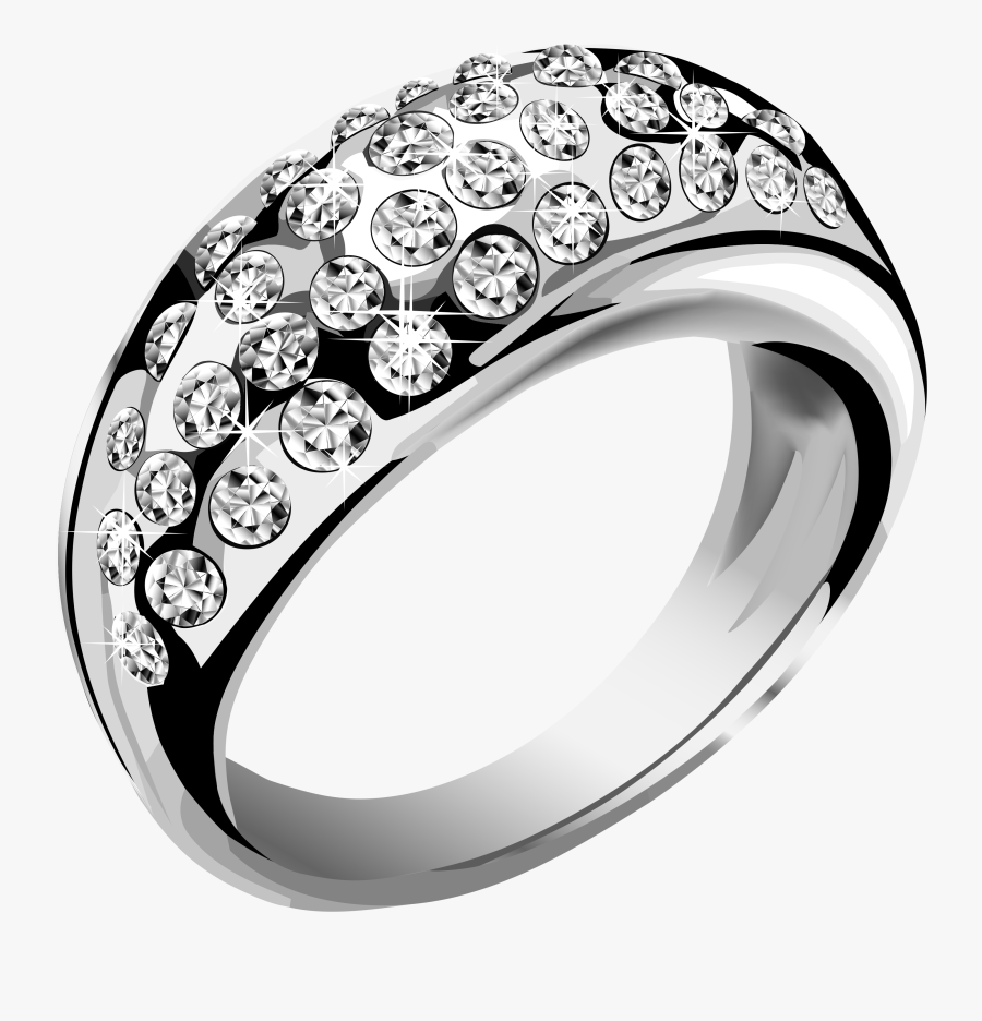 Silver Ring With White Diamonds Png Clipart - Silver Ring Png, Transparent Clipart