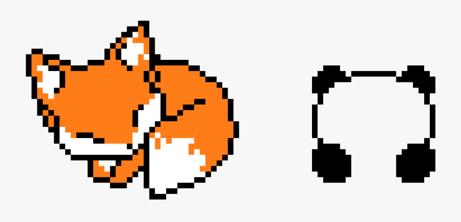 Fox And Panda - Cute Fox Pixel Art, Transparent Clipart