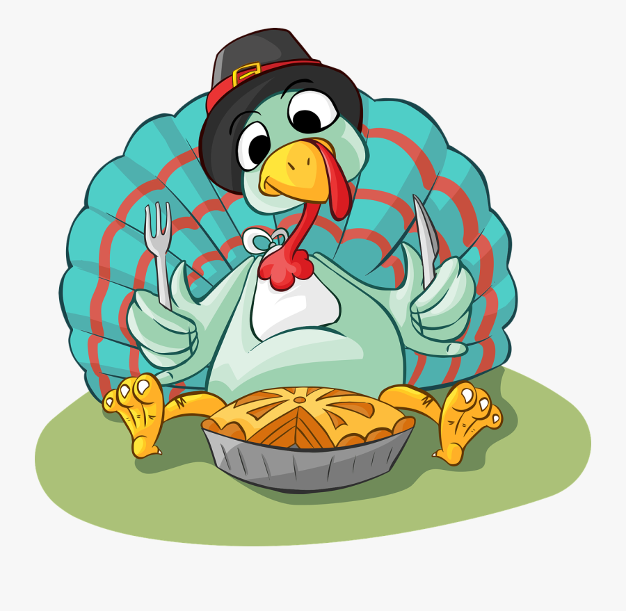 Eating Thanksgiving Turkey Clipart - Turkey With Knife And Fork, Transparent Clipart