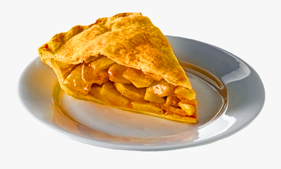 Apple Pie Slice Plate Food Sweet Tasty Pastry - Slice Of Pie On Plate, Transparent Clipart