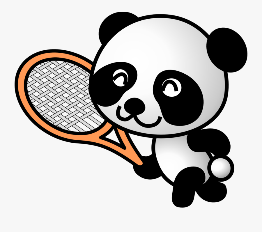 Panda Tennis, Transparent Clipart