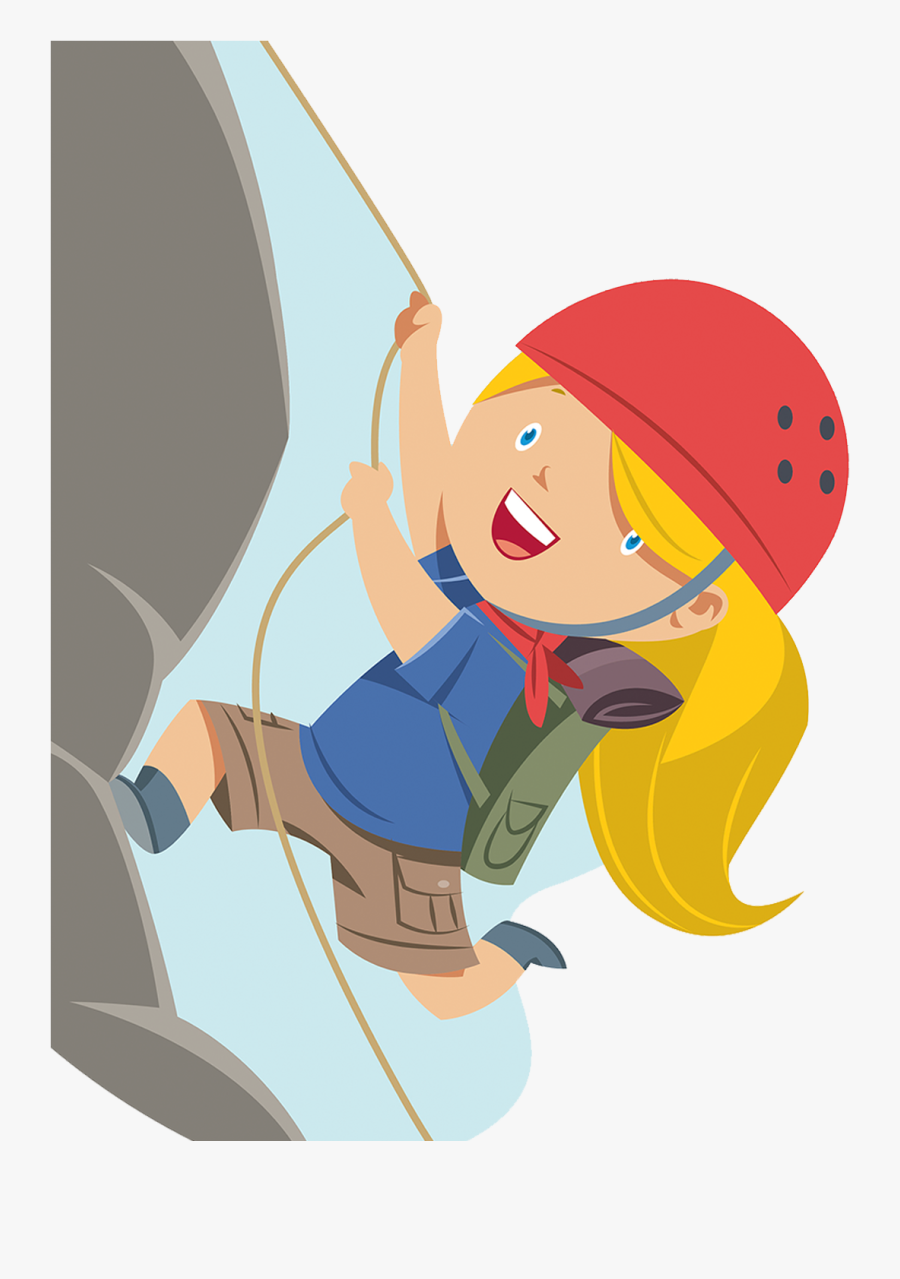 Transparent Mountain Climber Png - Cartoon Girl Mountain Climbing, Transparent Clipart