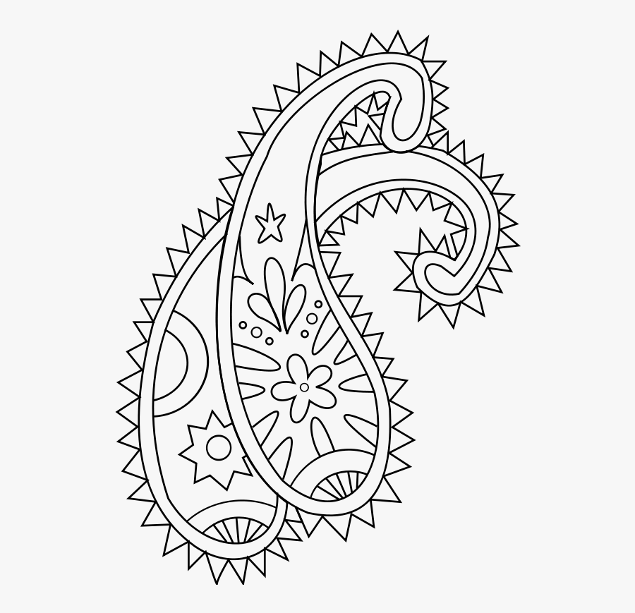 Clip Art Paisley Flower Design - Simple Paisley Coloring Pages, Transparent Clipart