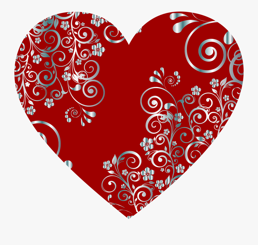 Paisley Heart Clipart - Decorative Clip Art Heart, Transparent Clipart