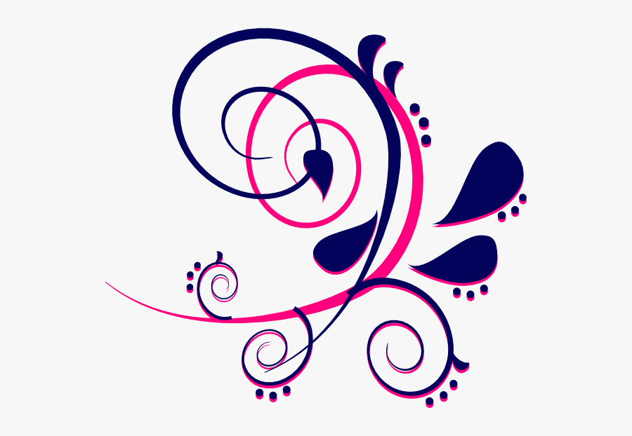 Paisley Curves Blue, Pink Svg Clip Arts - Boundary Designs For Chart, Transparent Clipart