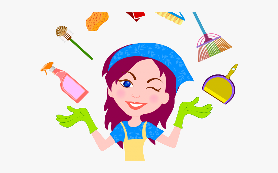 Maiden Clipart House Cleaner - Cleaning Cartoon Png, Transparent Clipart