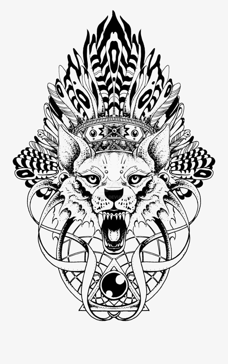Paisley Drawing Wolf For Free Download - Tattoo Png, Transparent Clipart