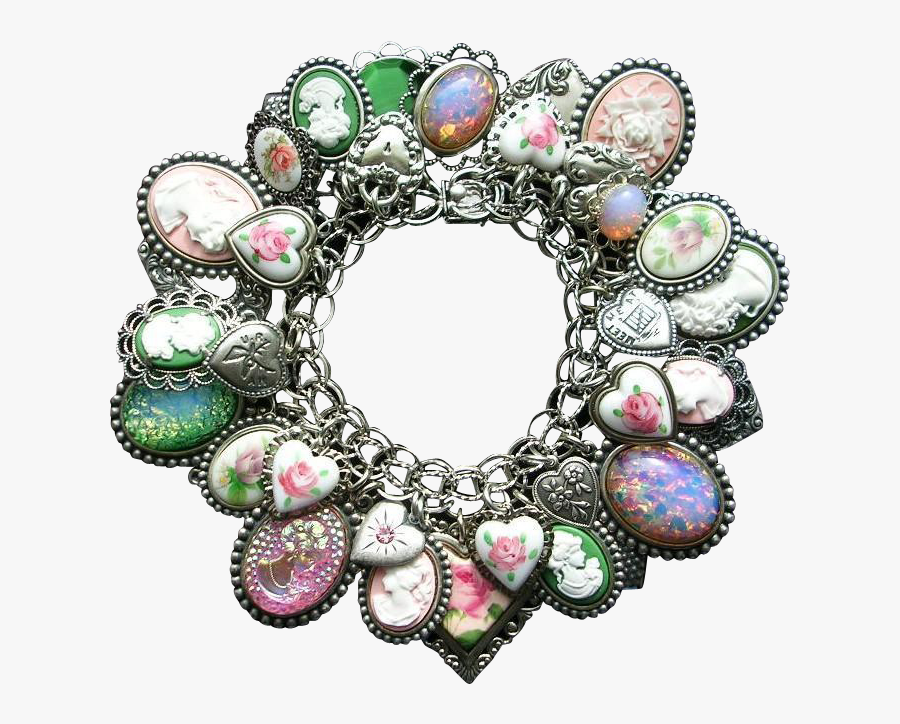 Vintage Sterling Heart Cameos - Bracelet, Transparent Clipart