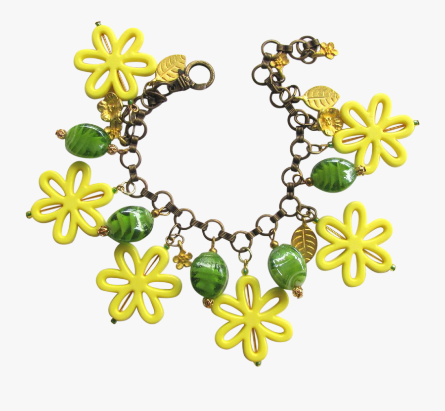 Handcrafted Artisan Bracelet @rubylanecom Charm Bracelet - Floral Design, Transparent Clipart