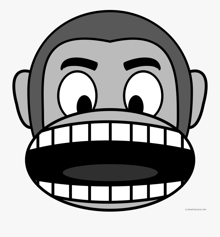 Transparent Monkey Clipart Black And White - Monkey Open Mouth Clipart, Transparent Clipart
