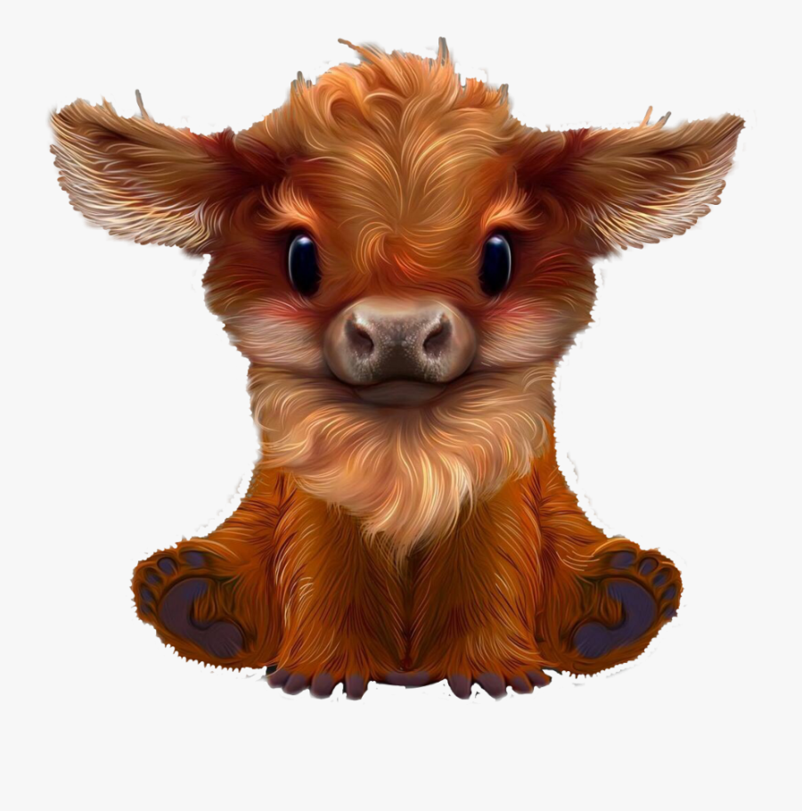 Transparent Calves Clipart - Baby Highland Cow Drawing, Transparent Clipart