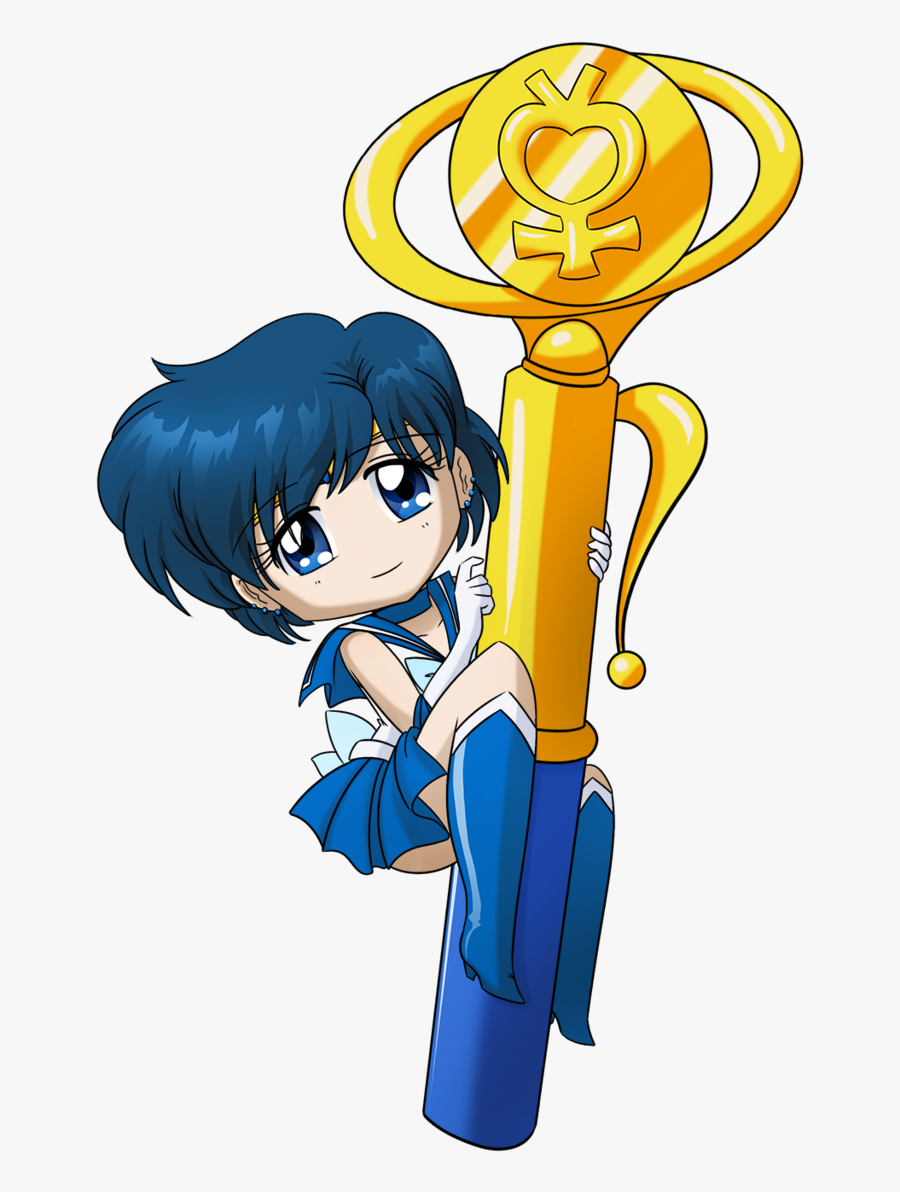 Smeadows 295 38 Sailor Mercury Wand By Smeadows - Chibi Sailor Mercury Png, Transparent Clipart