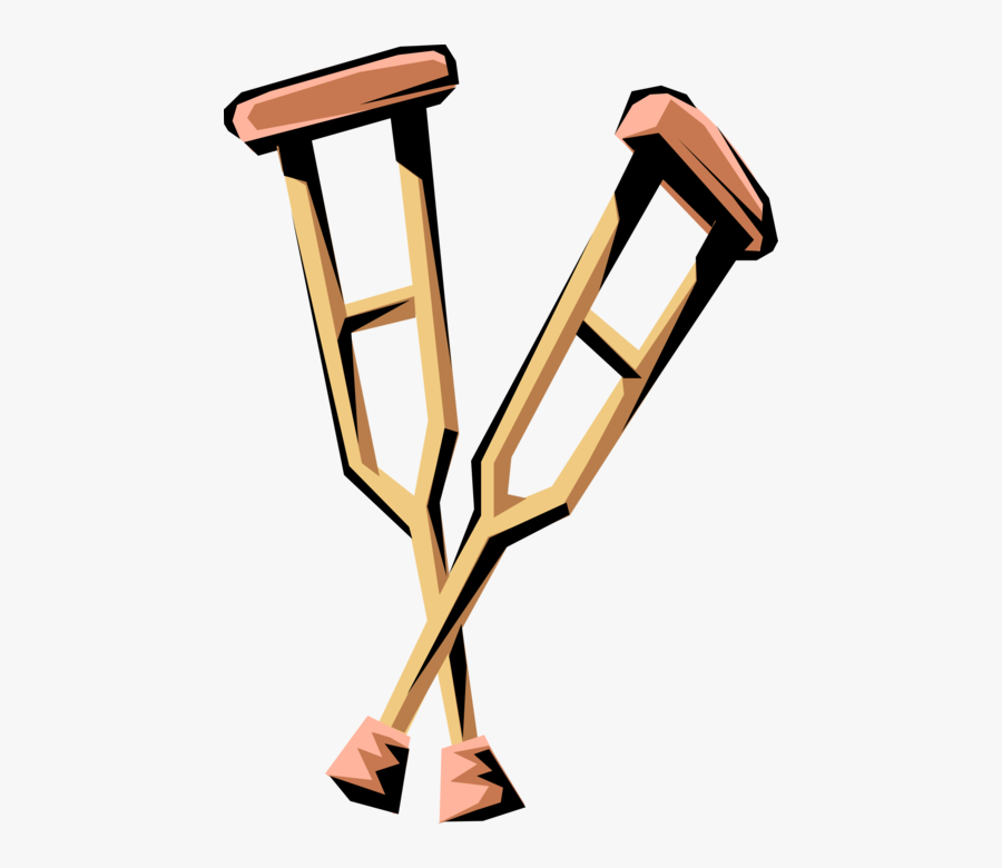 Vector Illustration Of Mobility Aid Crutches For Short-term - Crutches Clip...