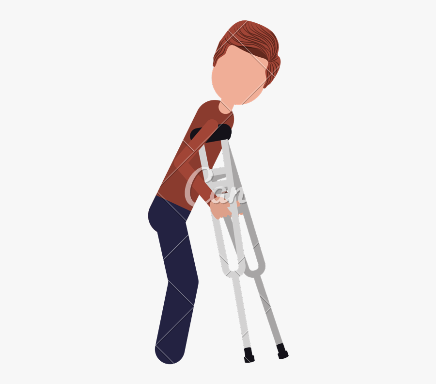 Clipart Man Crutch - Person With Crutches, Transparent Clipart