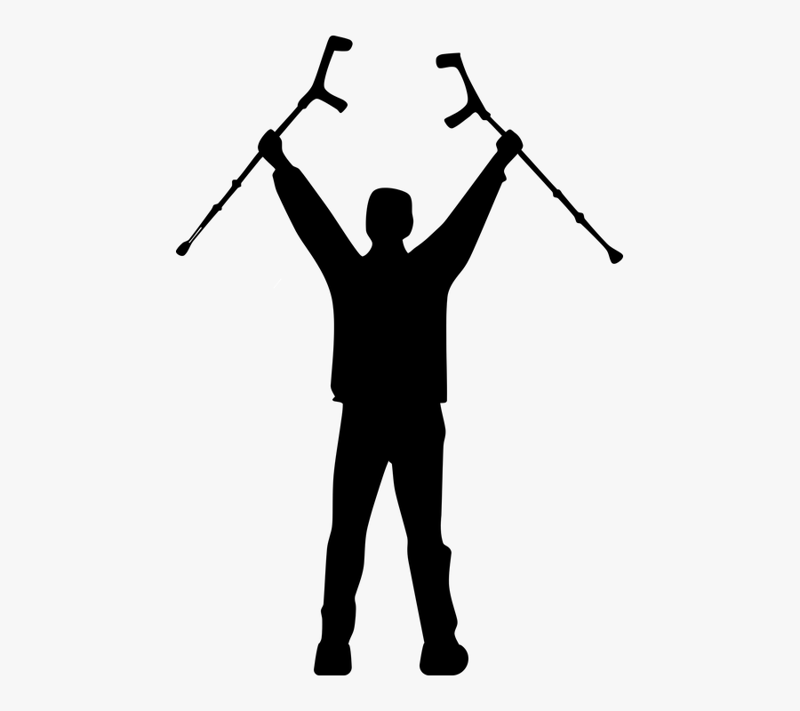 Crutches Png - Man With Crutches Silhouette, Transparent Clipart