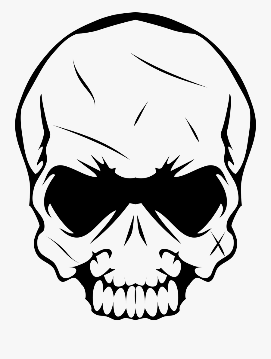 Monochrome - Skull With Mustache Png, Transparent Clipart