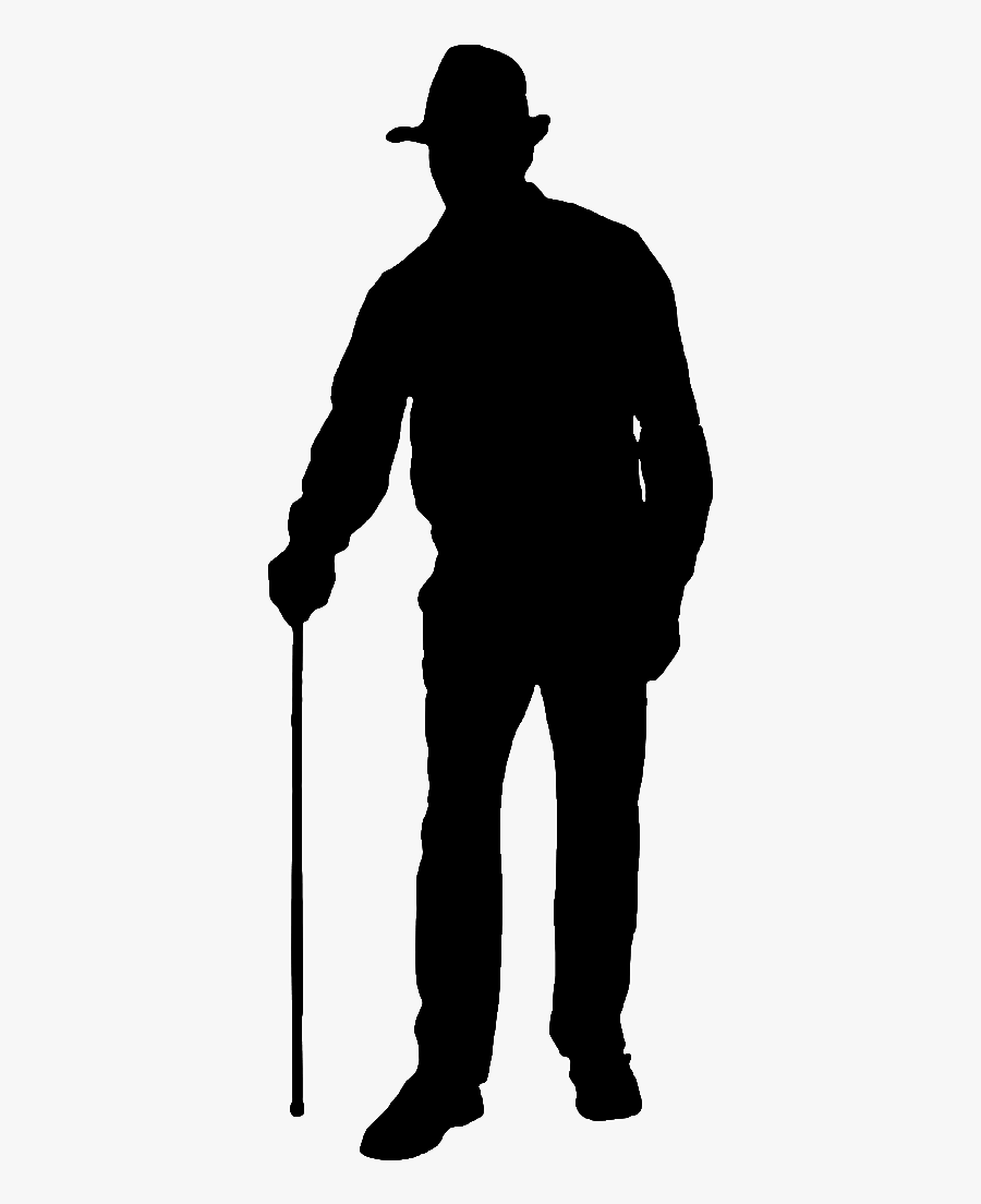 Silhouette Of Man On Crutches Wearing A Hat Png Download - Silhouette Generation, Transparent Clipart