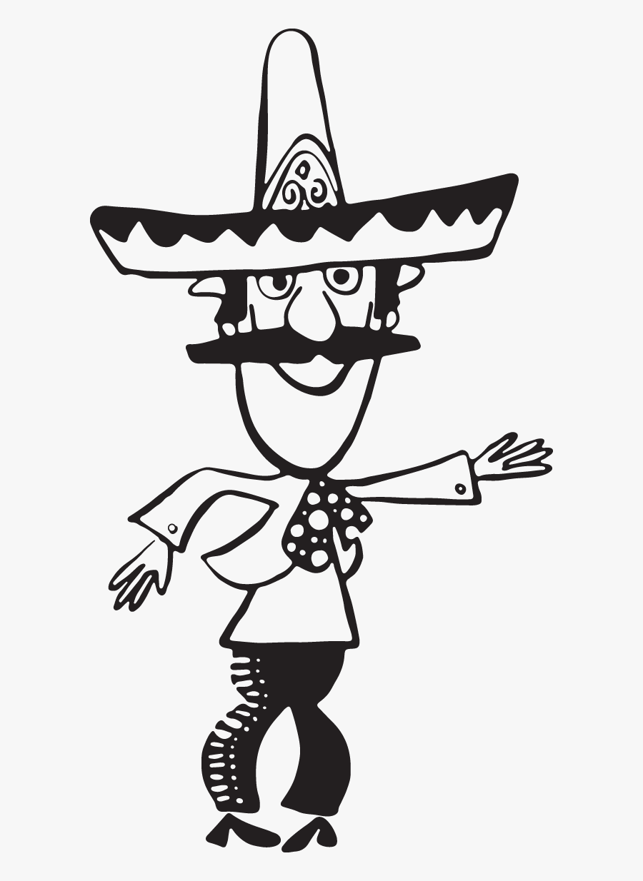 Mexican Guy Cartoon Black And White, Transparent Clipart