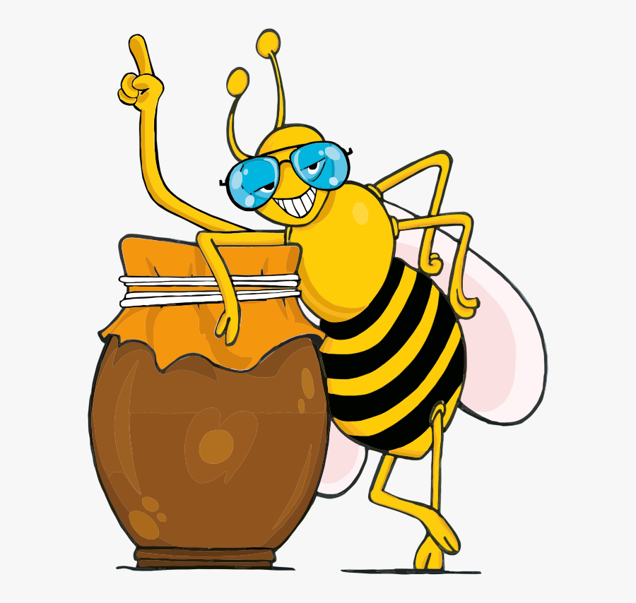 Grinning Honey Bee - Clip Art Honey Bee, Transparent Clipart