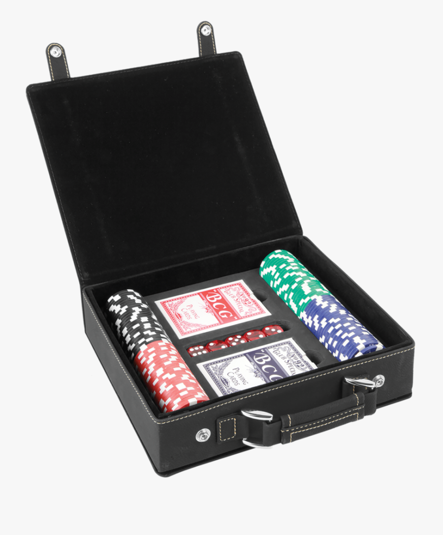 Black & Gold Leatherette 100-chip Poker Set - Playing Card, Transparent Clipart