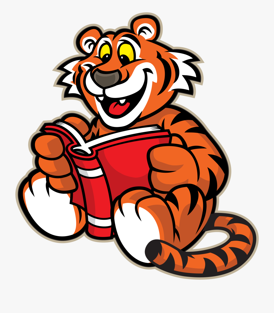 Tiger Clipart School - Tiger Reading A Book Clipart, Transparent Clipart