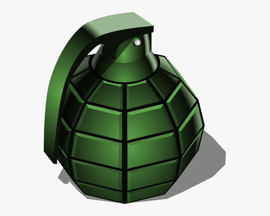 Hand Grenade, Grenade, War, Green, Weapon, Detonator - Grenade Clip Art, Transparent Clipart