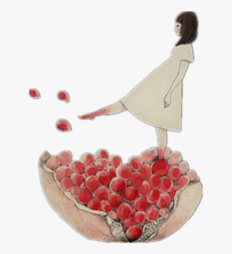 #girl #pomegranate #surreal #red #people #woman #fruit - Pomegranate, Transparent Clipart