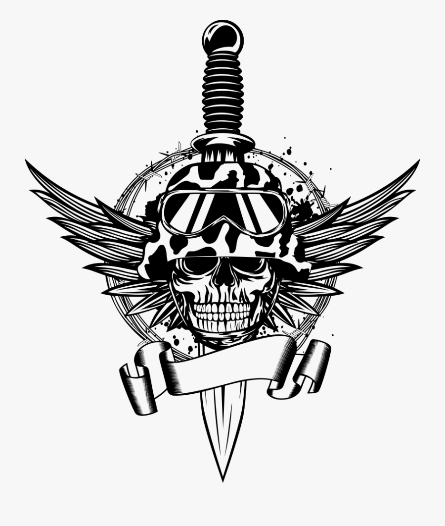 Skull Photography Printing Illustration Vector Sword - Logo Tete De Mort Militaire, Transparent Clipart