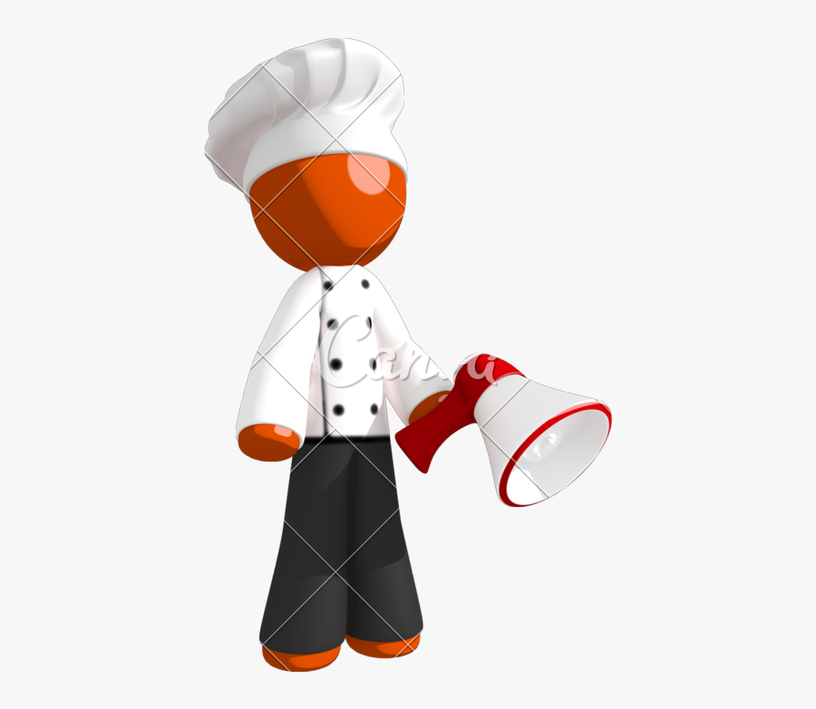 Clip Art Orange Chef Posing Bullhorn - Cartoon, Transparent Clipart