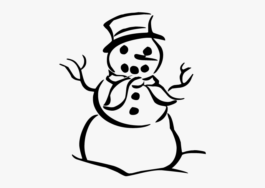 Top Hat Coloring Page - Snowman Transparent Black And White, Transparent Clipart