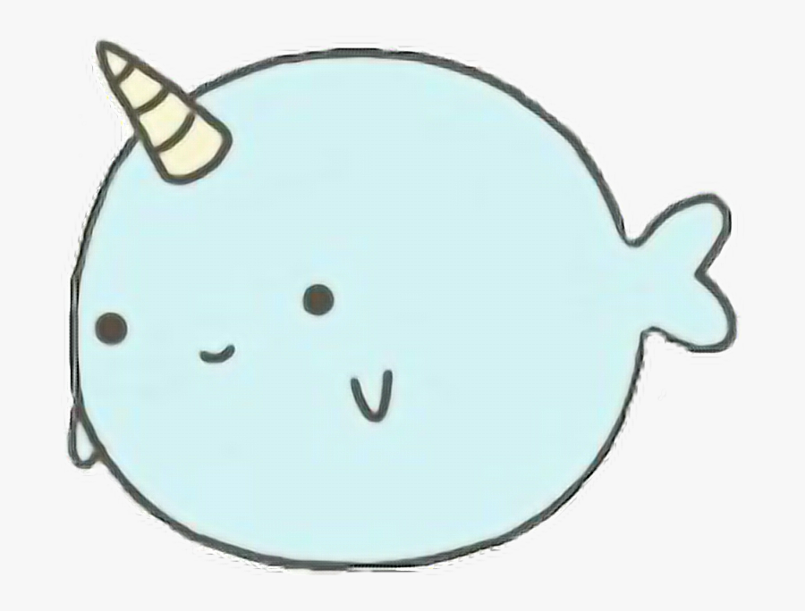 #kawaii #whale #pastel #pastelblue #tumblr #aesthetic - Narwhals Swimming In The Ocean, Transparent Clipart