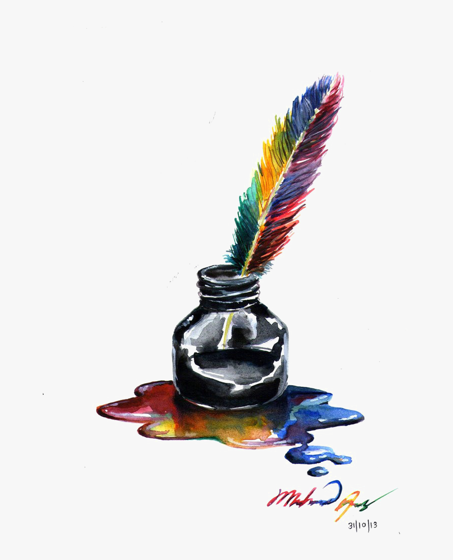 Ink Pot Png Hd Background Images, Ink, Picture Backdrops, - Quill And