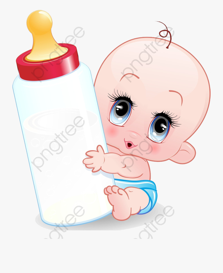 Transparent Milk Bottle Clipart - Baby Milk Bottle Cartoon, Transparent Clipart