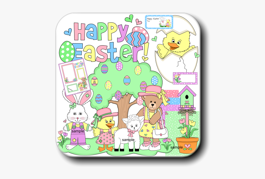 Primitive Salt Box Houses - Happy Easter, Transparent Clipart