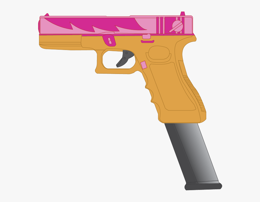 Clipart Gun File - Glock With Extended Clip Drawing, Transparent Clipart