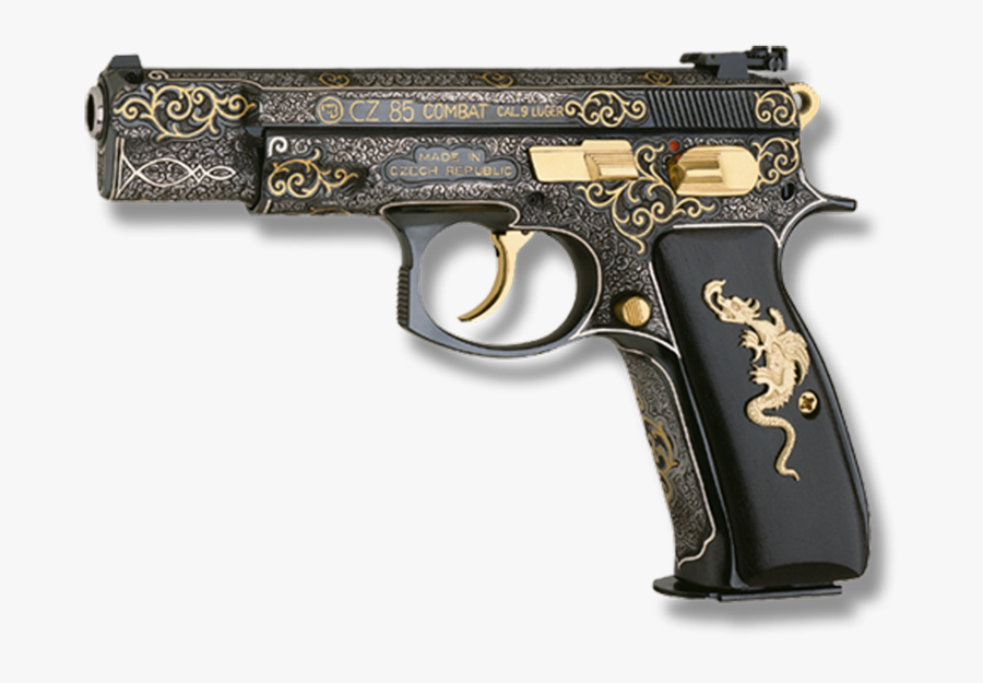Gold And Black Gun, Transparent Clipart