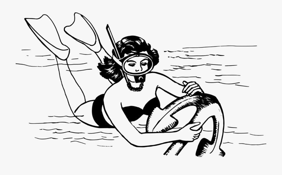 Emotion,art,monochrome Photography - Underwater Scuba Diving Drawing, Transparent Clipart