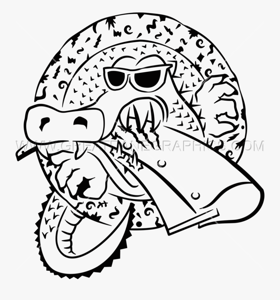 Gator Clipart Black And White - Silk Screen Squeegee Cartoons, Transparent Clipart