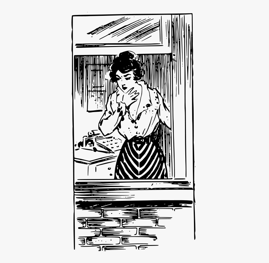Woman In The Window Clip Art - Window Clean Png Black And White, Transparent Clipart