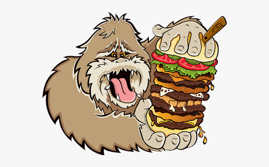 Bigfoot Eating A Burger, Transparent Clipart